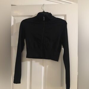 Miss silver crop athletic zip up top black s/m